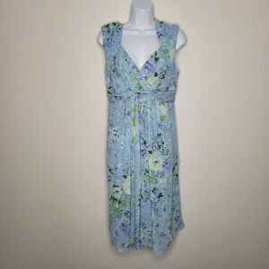 Fashion Bug blue floral ethereal preppy church party spring summer dress 14 NWT